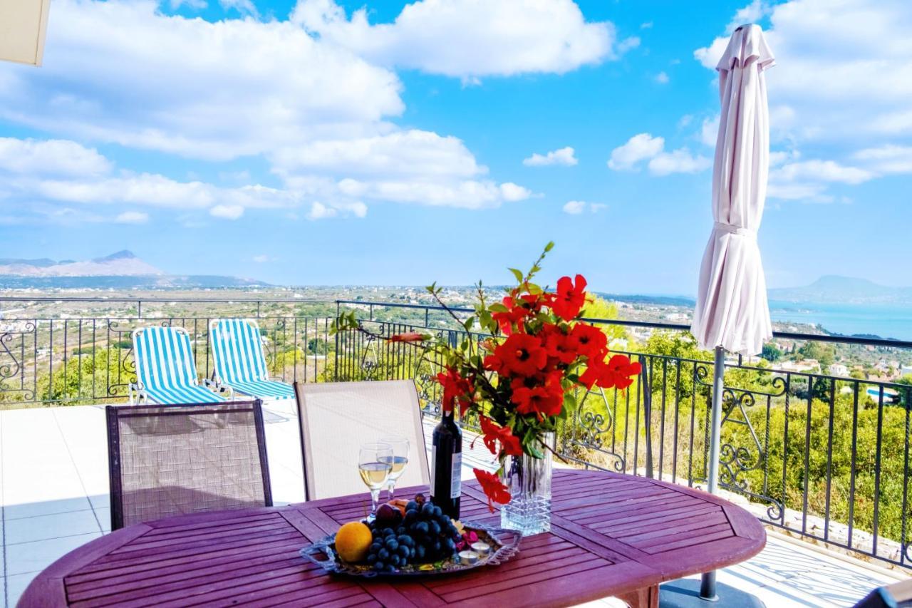 Villa Afroditi In Chania Near Airport With Private Pool, Free Wi-Fi, Souda Bay Views, Garden Oasis Kounoupidhianá Exterior foto